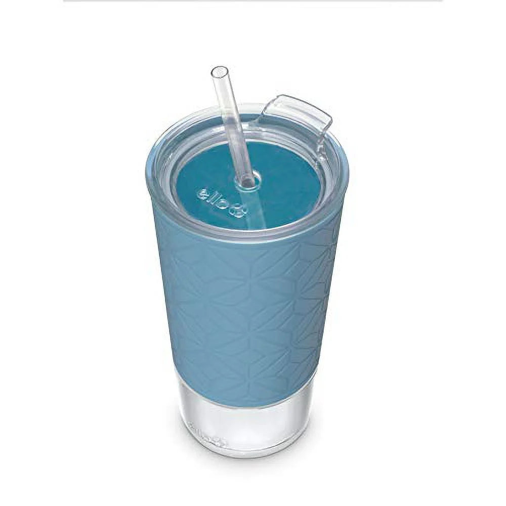 20 oz Blue Glass Tumbler with Straw P69002