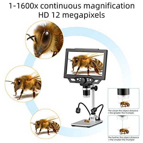 4.3 inch IPS Digital Microscope, 10-1000X Magnification Handheld Camera Video Microscope with 32G TF Card, 8 LED Lights, Rechargeable Battery Microscope V946030