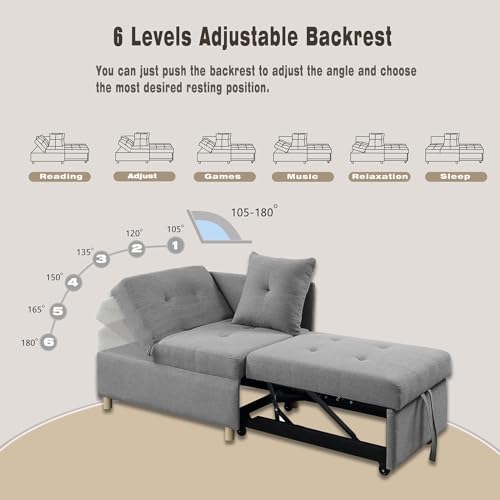 Grey 3 L-Shaped Convertible Sofa Bed J562587