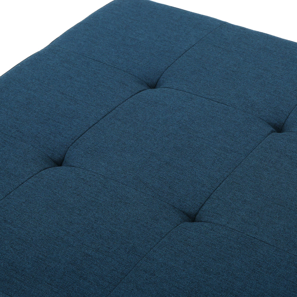 Navy Blue Tufted Fabric Storage Ottoman with Rolling Casters V364