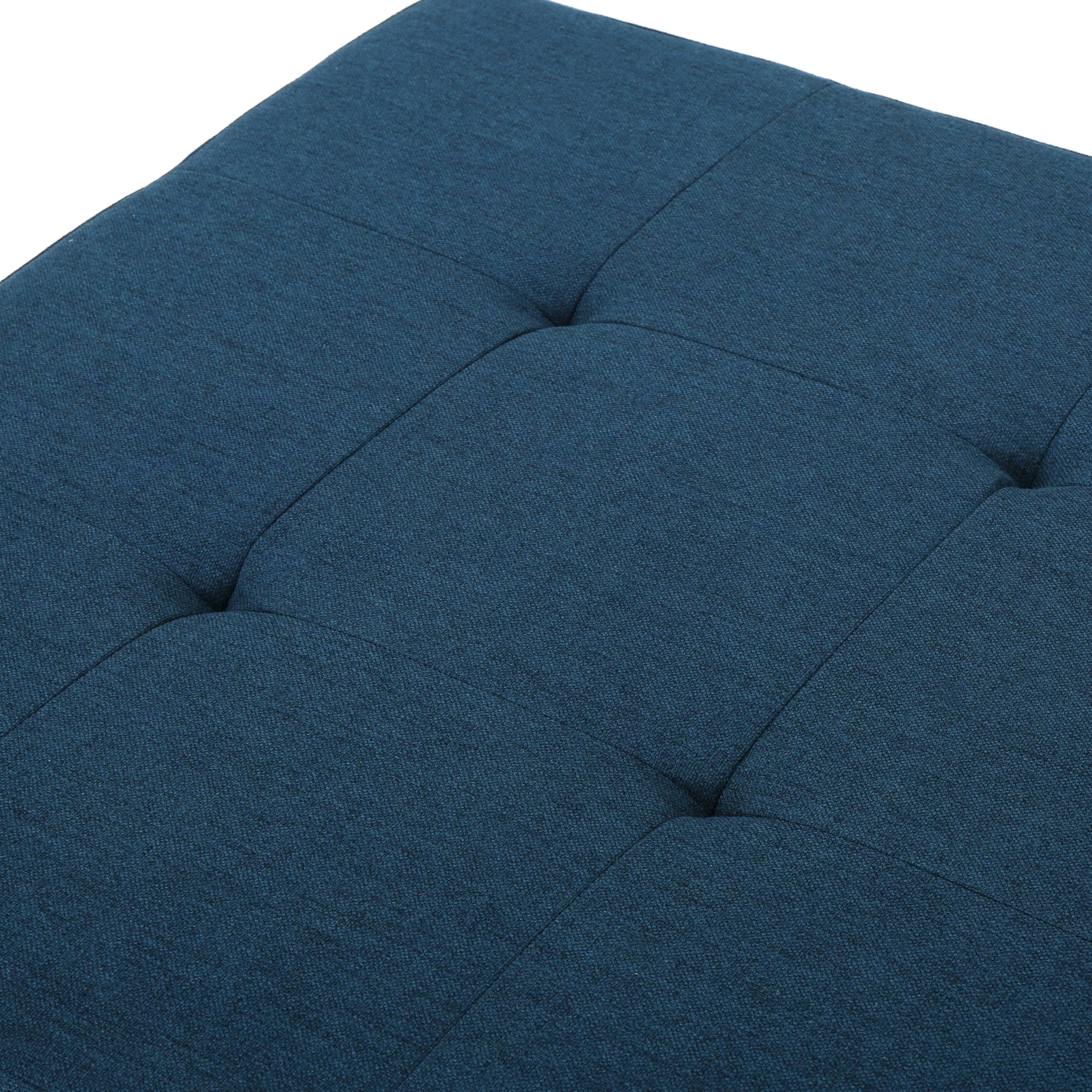 Navy Blue Tufted Fabric Storage Ottoman with Rolling Casters V364