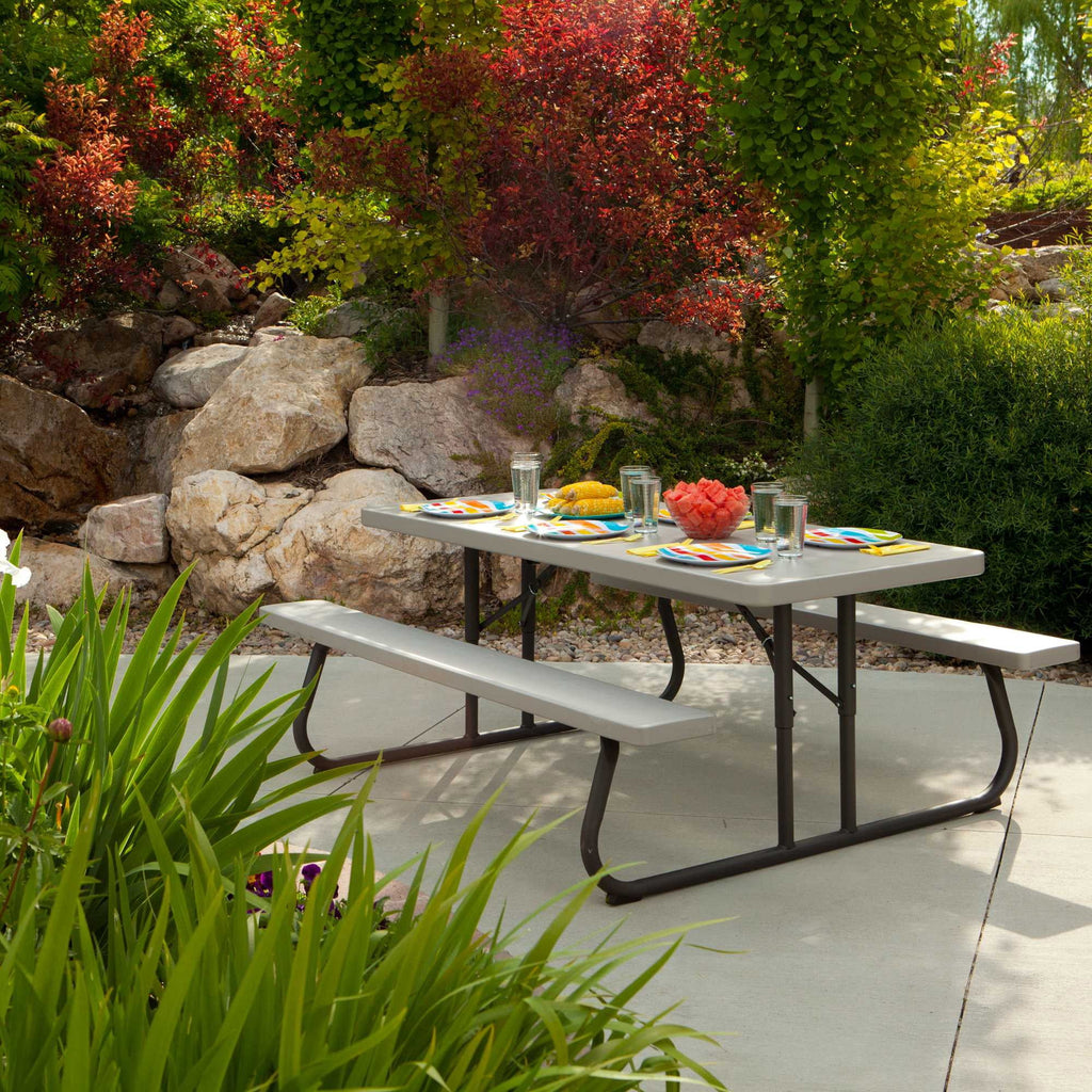 6 Foot Folding Picnic Table, Putty Y741