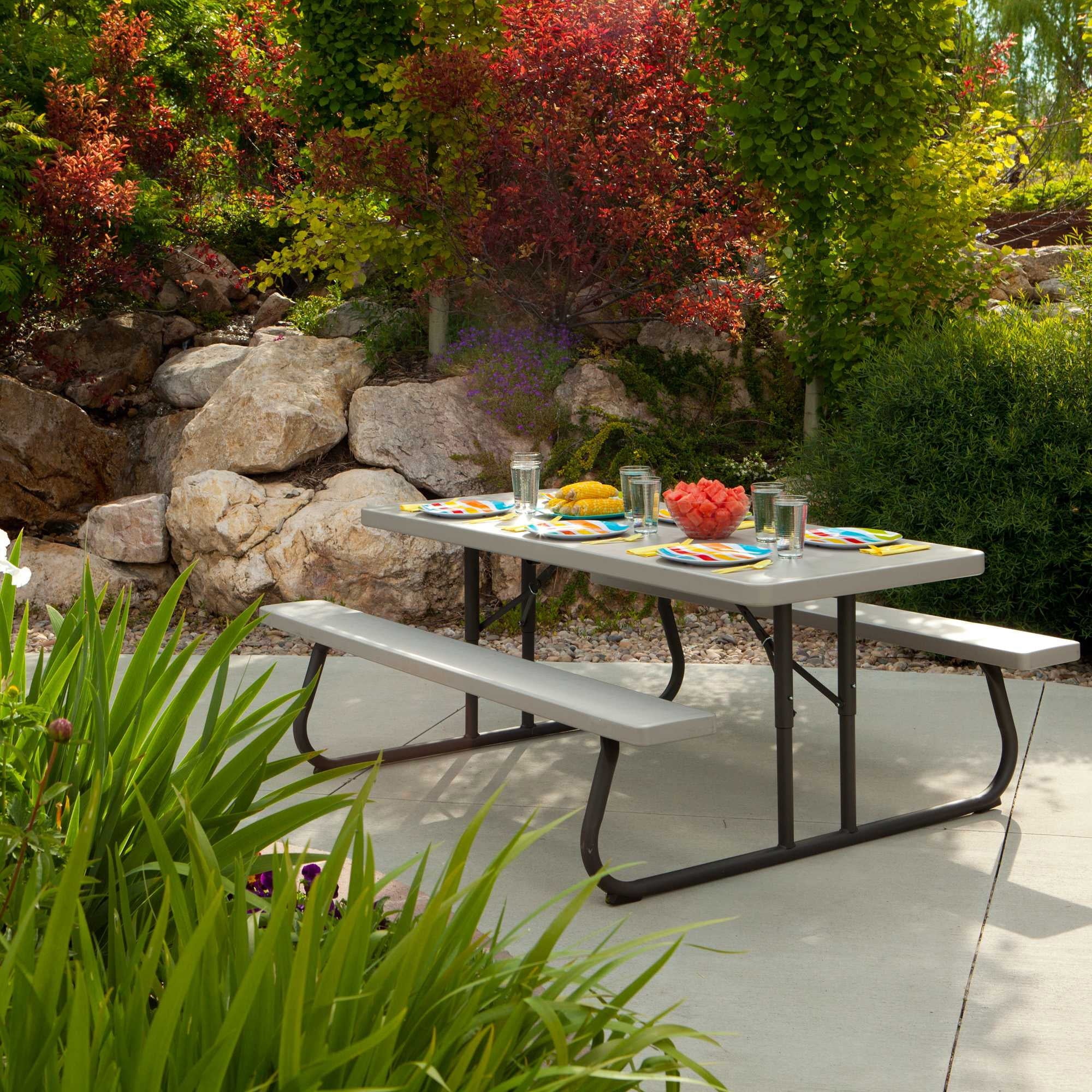 6 Foot Folding Picnic Table, Putty Y741