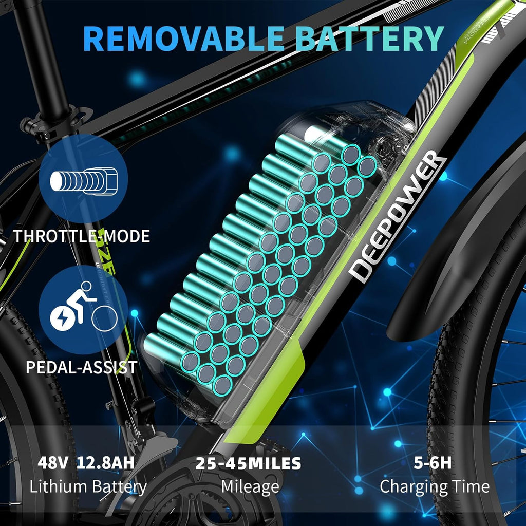 Electric Bike 500W 26" 48V 12.8Ah 21-Speed Front Fork Suspension S355