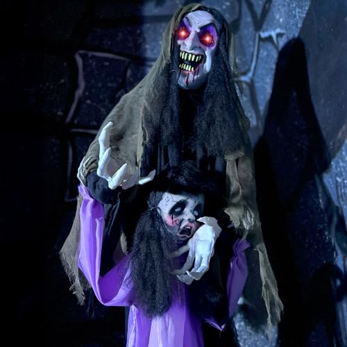 5.25-ft. Standing Gravekeeper Animatronic with Red LED Eyes and Sound Effects E682813