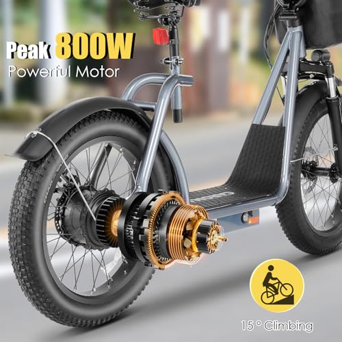 800w Electric Scooter with 20" Fat Tire, 20 MPH Top Speed, 30 Miles Range, Foldable E665863