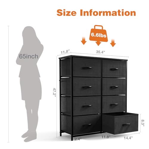Black 9-Drawer Fabric Storage Tower with Wood Top S64004