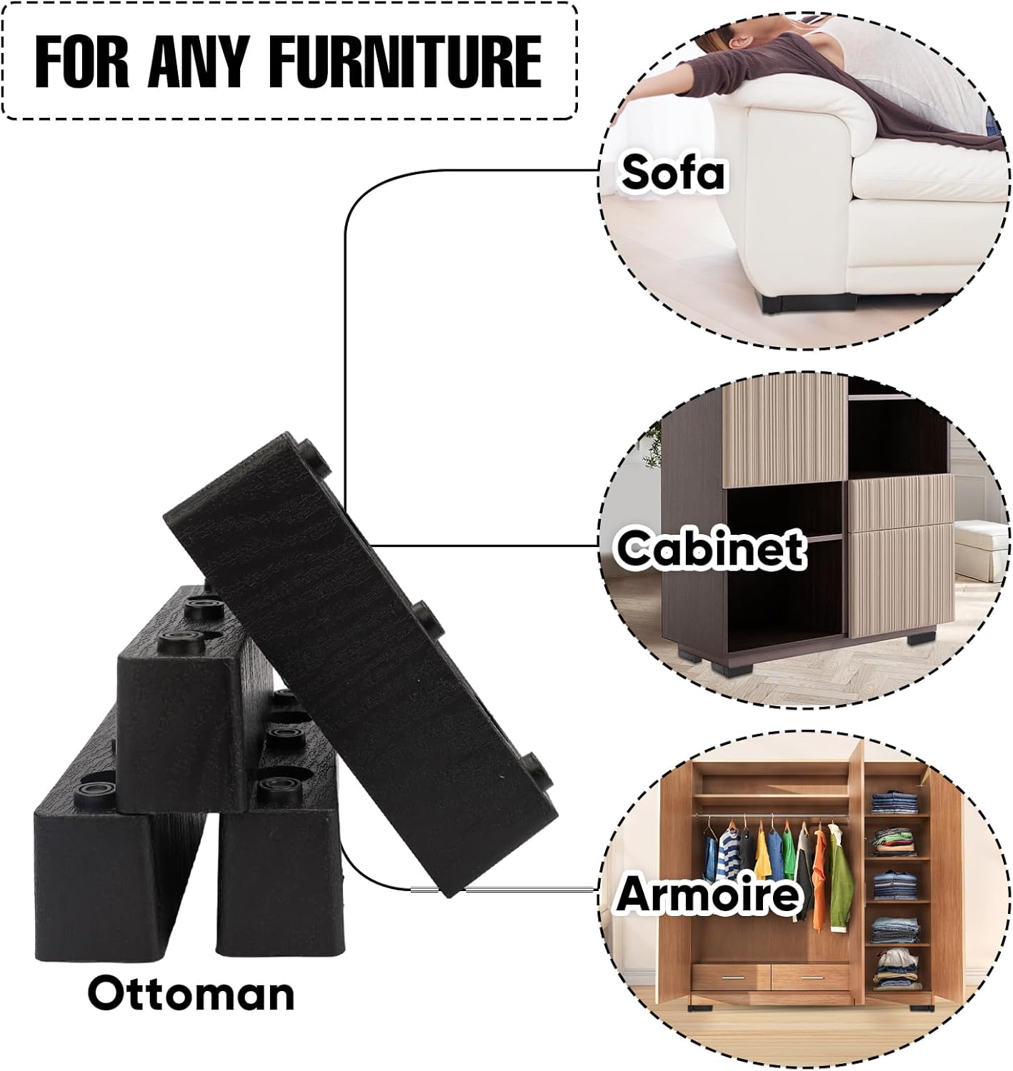 Set of 16 Furniture Legs Kit, 4.7 Inch Heavy Duty Sofa Legs with Screws H640669
