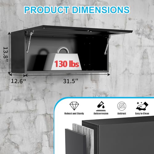 Metal Wall Garage Storage Cabinet, 20" H Wall Cabinets with Doors and Shelves, Locking Garage Cabinets Wall Mounted M65632