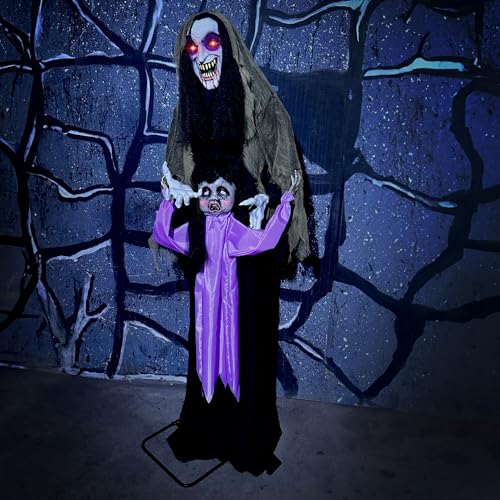 5.25-ft. Standing Gravekeeper Animatronic with Red LED Eyes and Sound Effects E682813