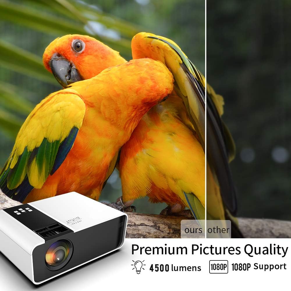 Mini Projector, 1080P HD Supported Portable Movie Projector with 45000 Hrs LED Lamp Life T534066