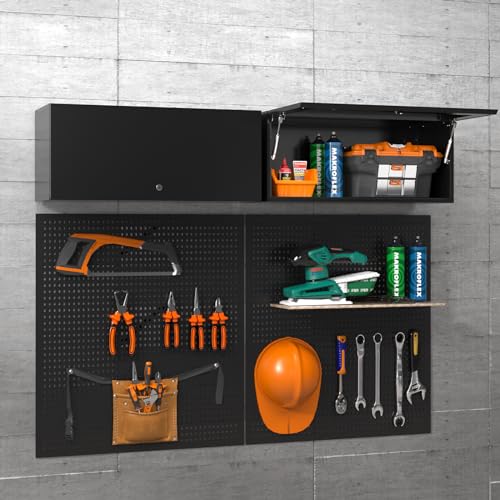 Metal Wall Garage Storage Cabinet, 20" H Wall Cabinets with Doors and Shelves, Locking Garage Cabinets Wall Mounted M65632