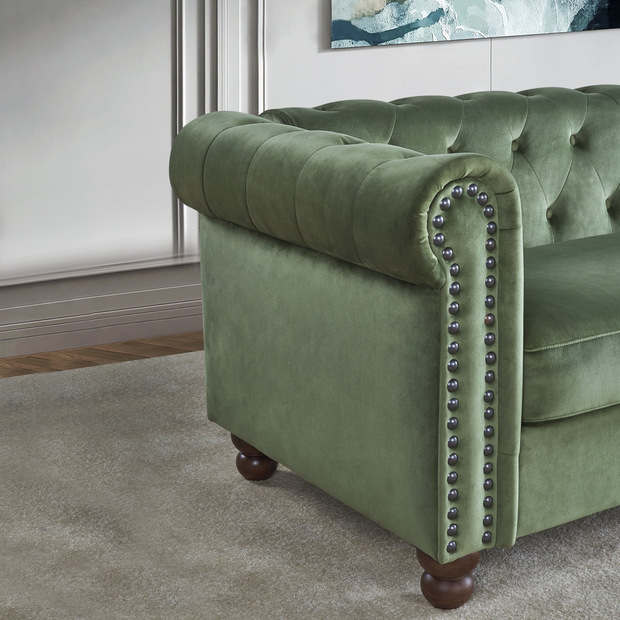Green Large Upholstered Fabric Sofa R24009