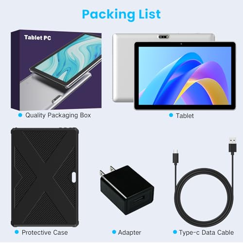 10.1 Inch 4G LTE Tablet with SIM Card Slot, 64GB ROM O5580