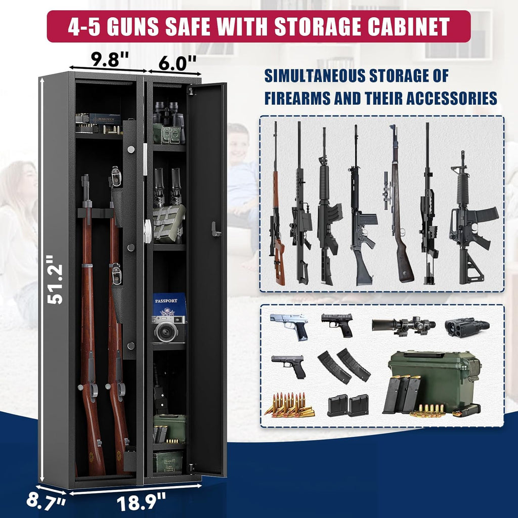 4-5 Gun Safe with Removable Shelf and Gun Rack R215