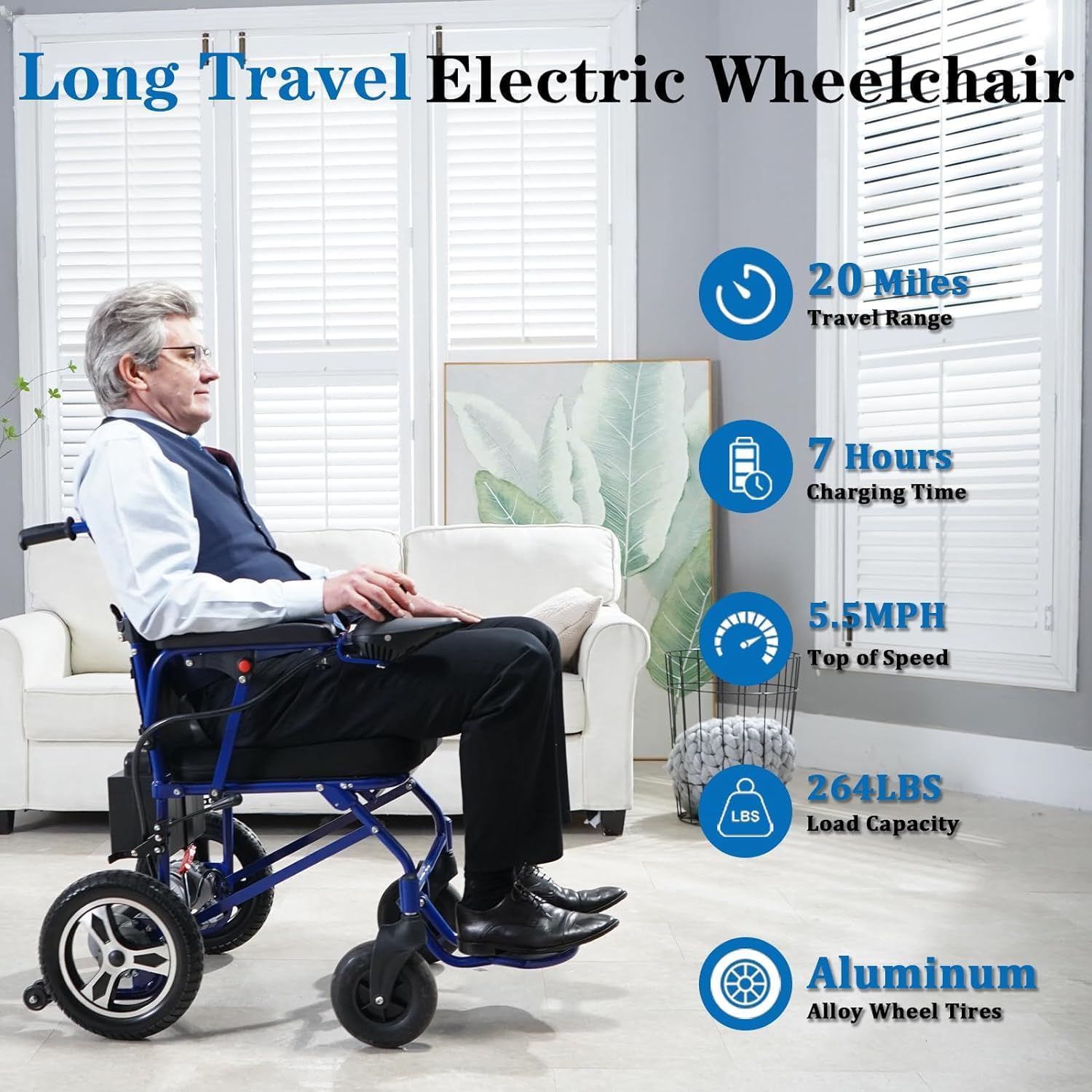 Black Lightweight Foldable Electric Wheelchair L65891