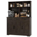 Rustic Brown Buffet Cabinet with Hutch and 3 Drawers K7081
