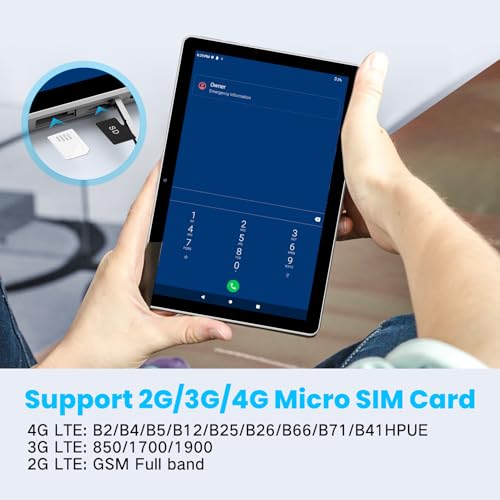10.1 Inch 4G LTE Tablet with SIM Card Slot, 64GB ROM O5580