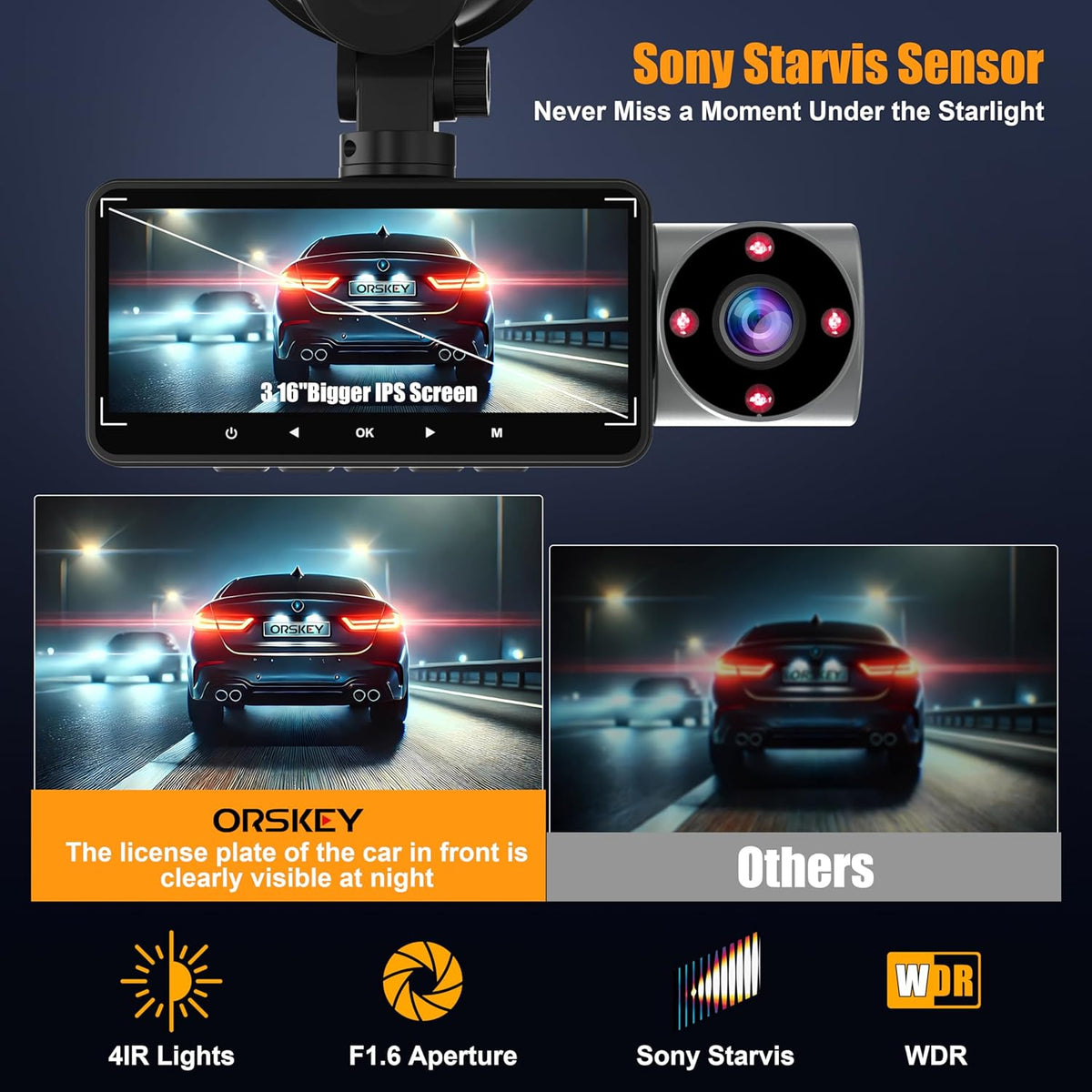 64GB Card 4K Dash Cam Front Rear Inside with GPS G82203