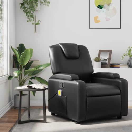 Black Faux Leather Massage Recliner Chair with 6Point Vibration A1502