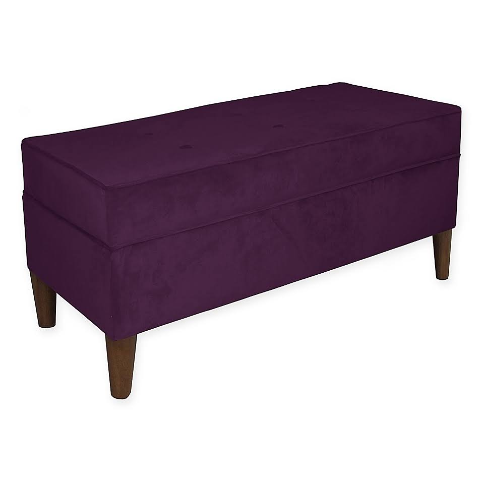 Tufted Storage Bench in Velvet Purple Y8697