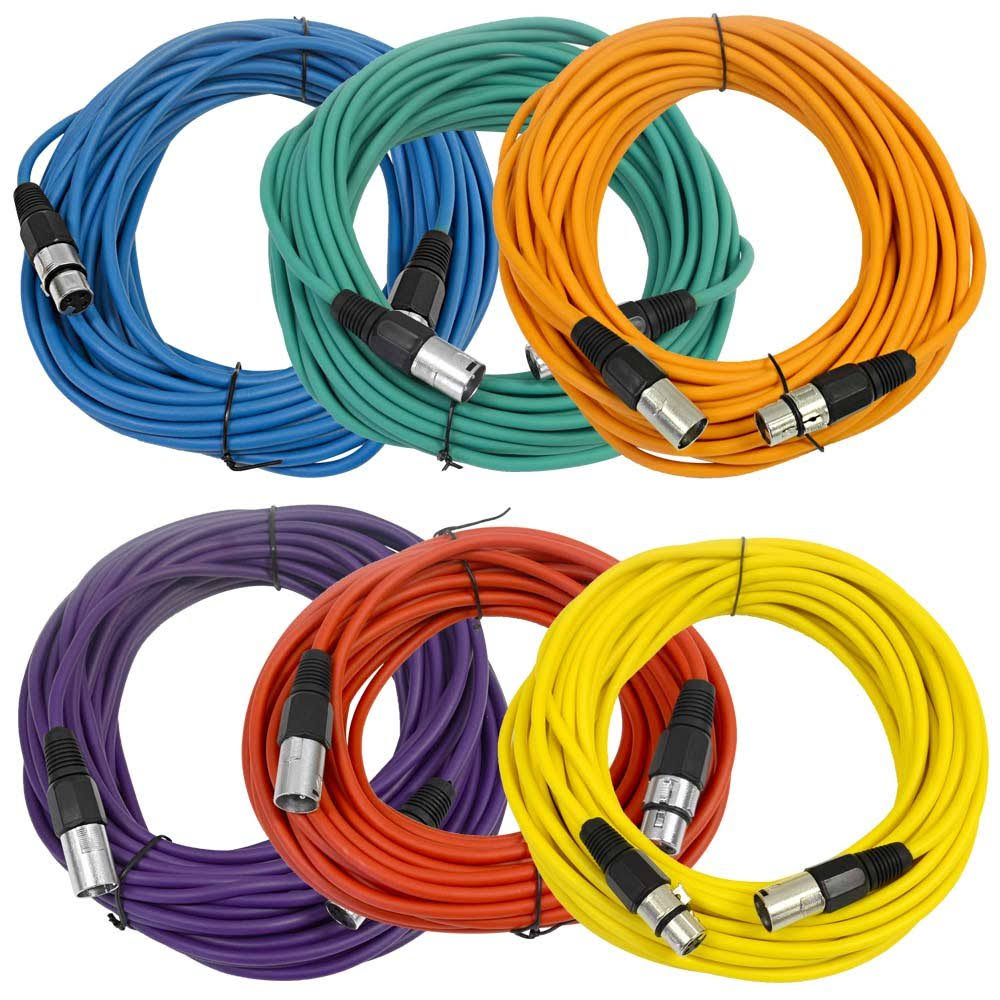6 Pack 50 ft XLR Microphone Cables P6093