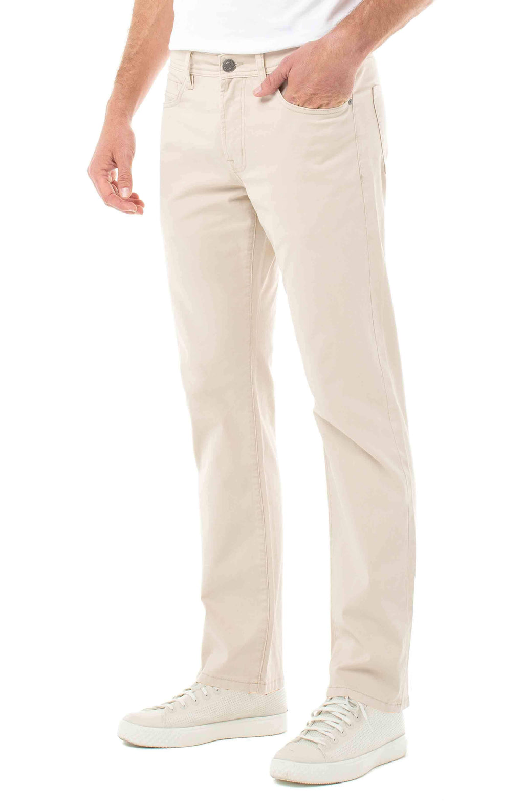 Relaxed Straight Twill Pants, Size 38, 34x22 Inseam, Sand D741685