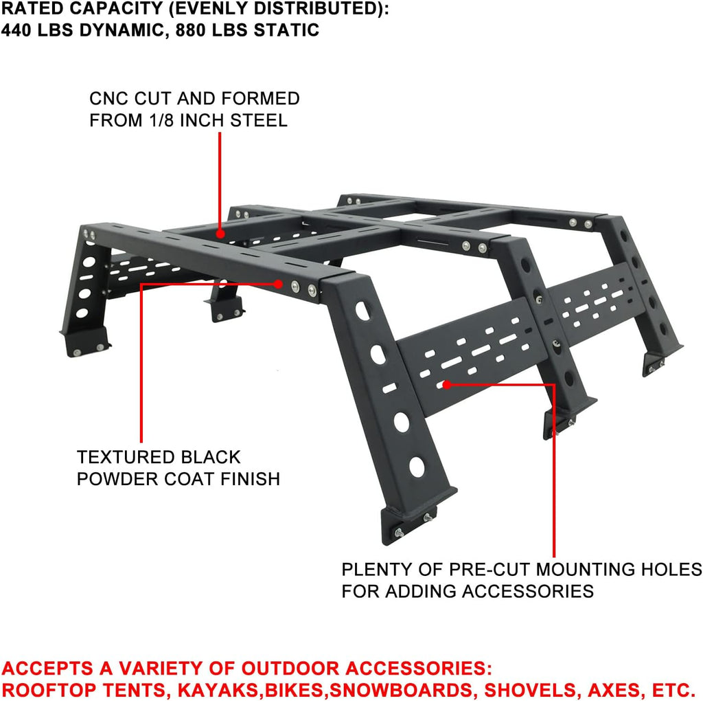 Truck Bed Rack No-Drill Cargo Rack System O2220
