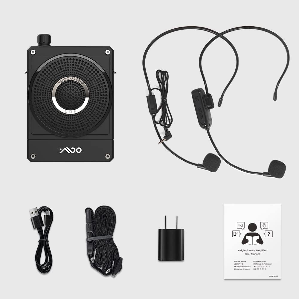 10W 1800mAh Rechargeable Voice Amplifier with UHF Wireless Microphone Headset, Pack of 2 V97149