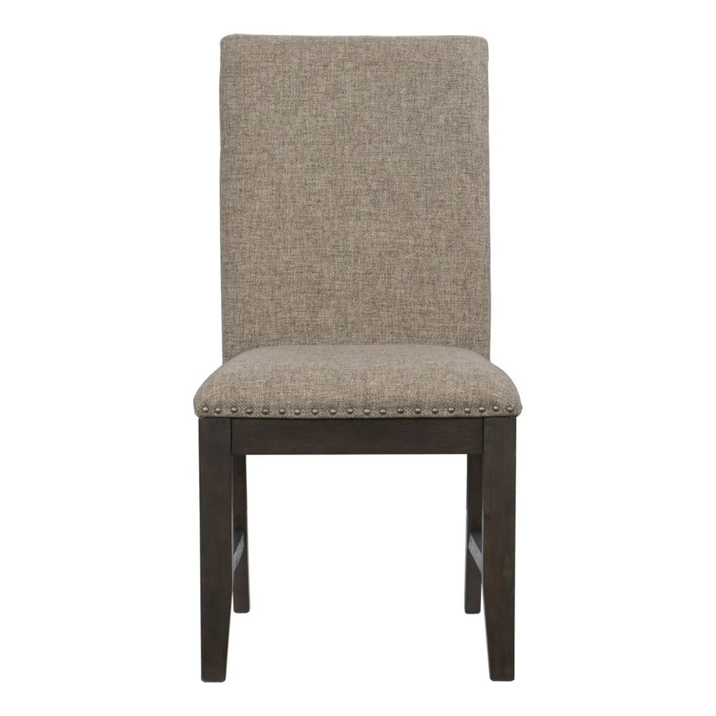 Brown Fabric Padded Side Chair with Nailhead Trim R527