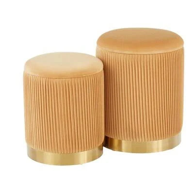 14x22 Velvet Round Storage Ottoman Orange O82039