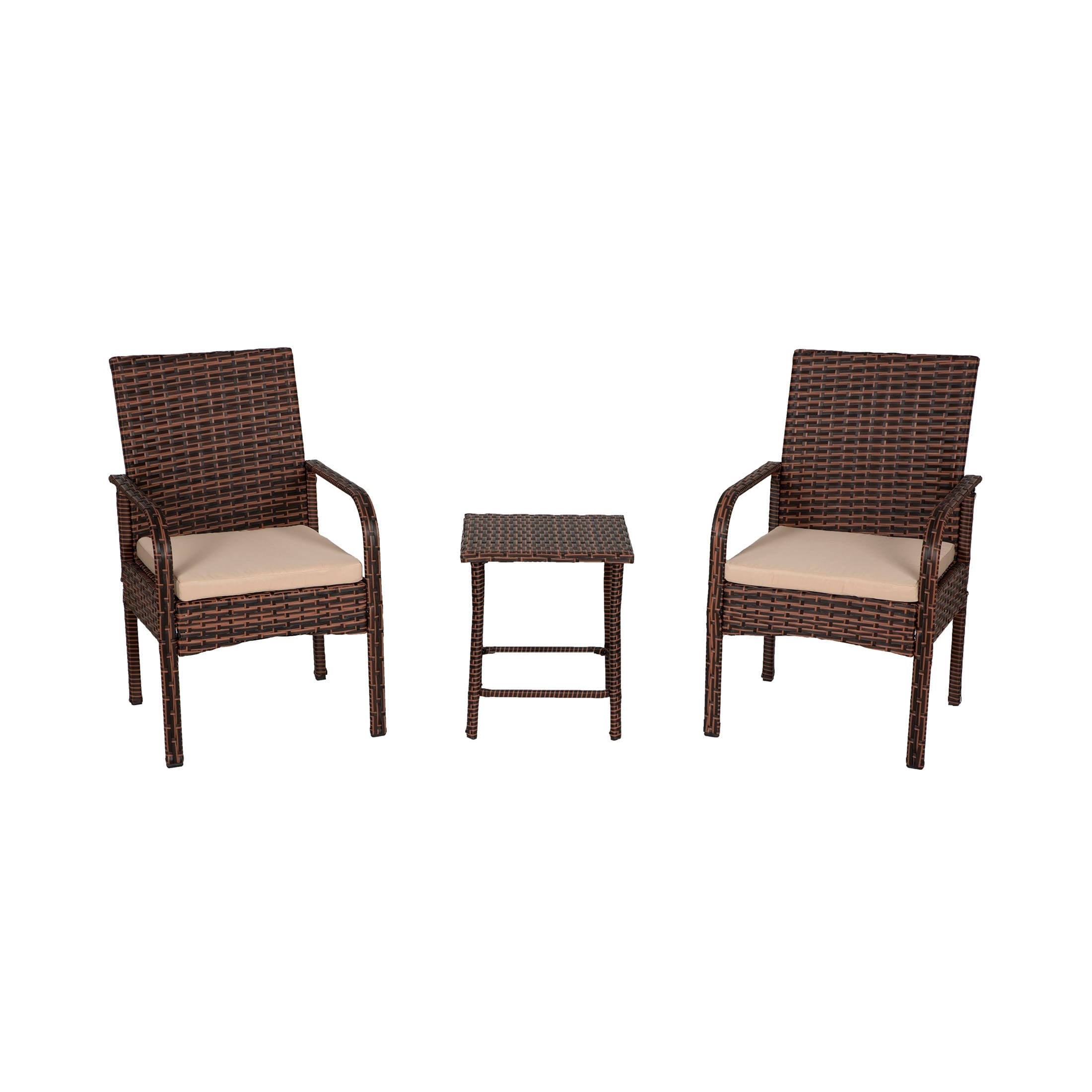 Beige 3-Piece Rattan Wicker Seating Set U2899