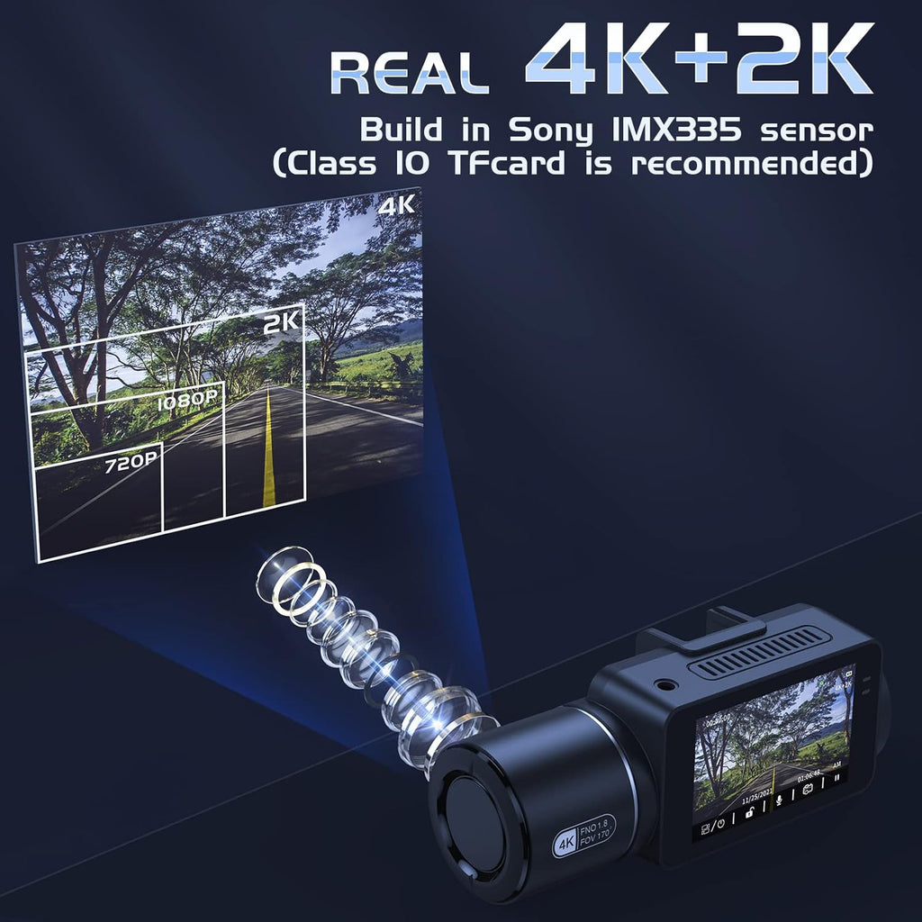 Dual Dash Camera with Front 4K Camera and Rear 2K Camera K2119