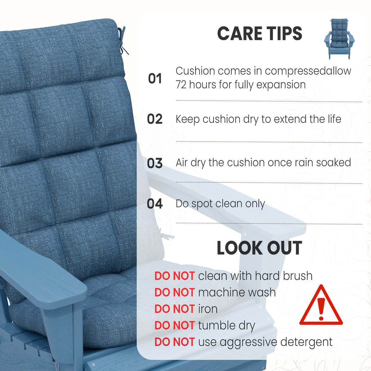 Navy Blue Outdoor Rocking Chair Cushion Y208