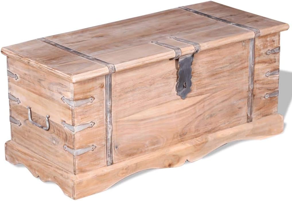 Rustic Brown Acacia Wood Storage Chest Set of 2 N5116