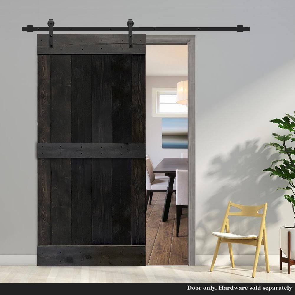 Charcoal Black 42 x 84 Solid Wood Interior Sliding Barn Door S4641