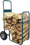 Gray Green Heavy Duty Steel Firewood Cart with 2 Pneumatic Wheels C683