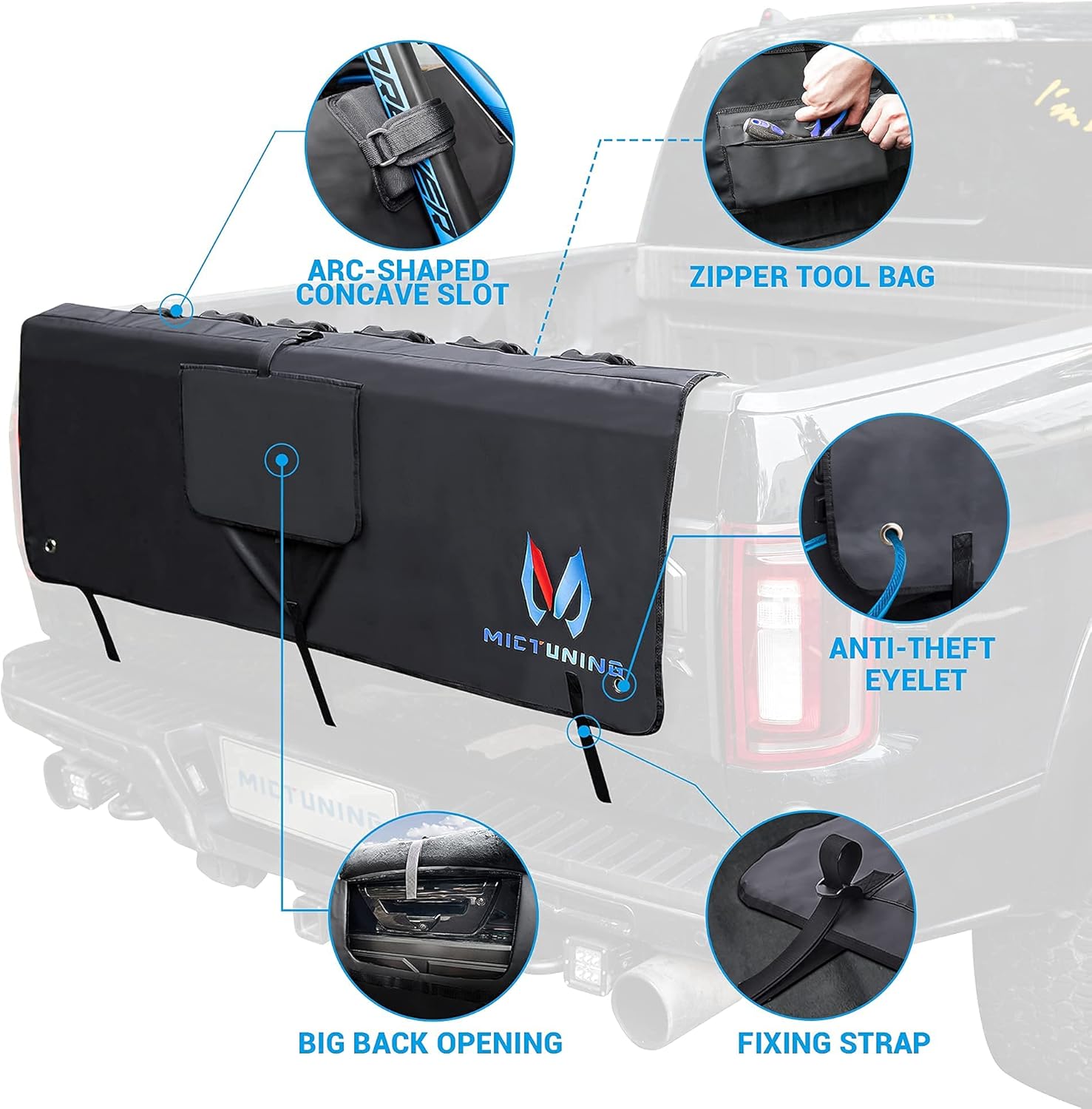 Upgrade Tailgate Pad for Bike Trucks, Bicycle Tailgate Mat for Mountain Bike Carrier up to 5 Bikes U15705