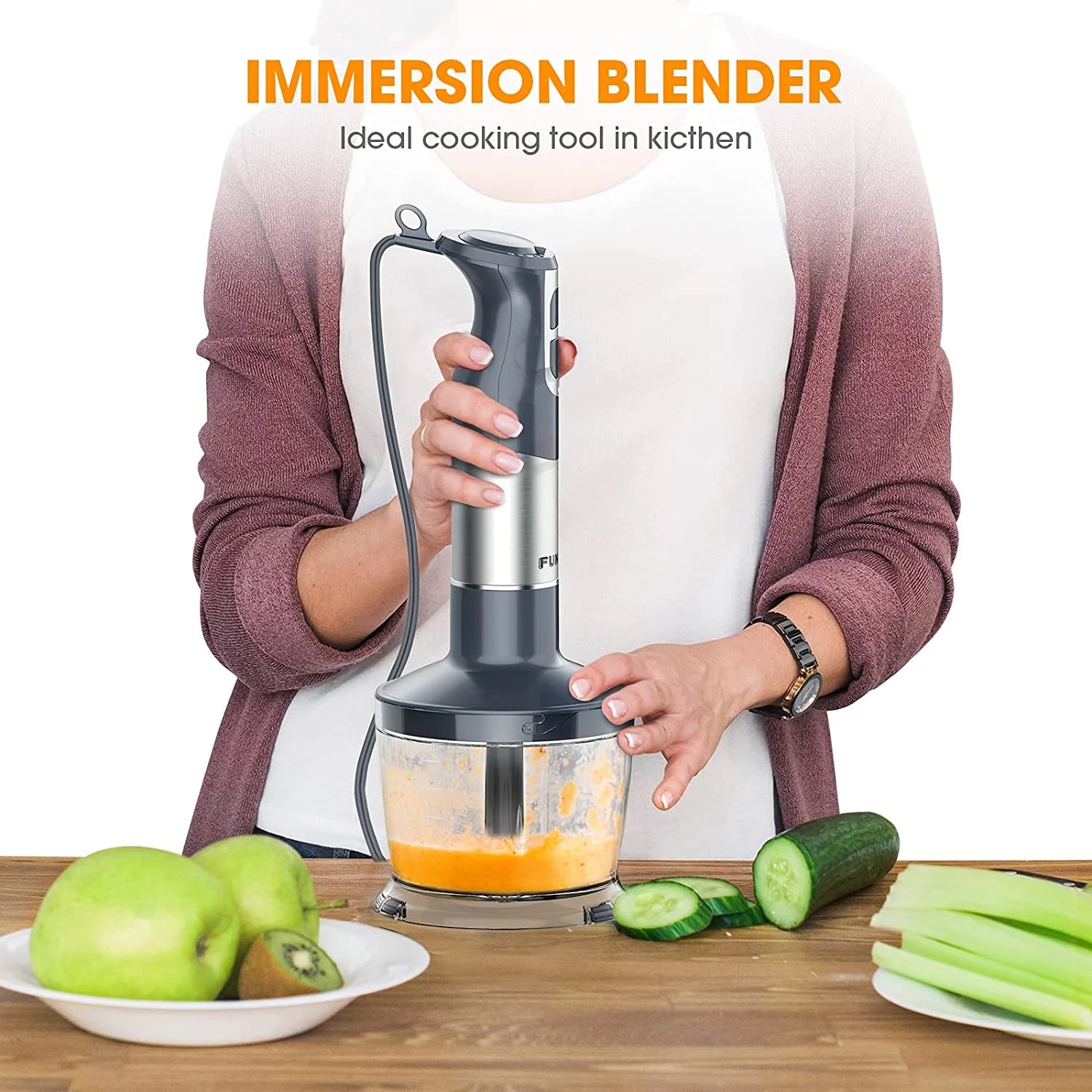 800W Stainless Steel Hand Blender with Turbo Mode K604794