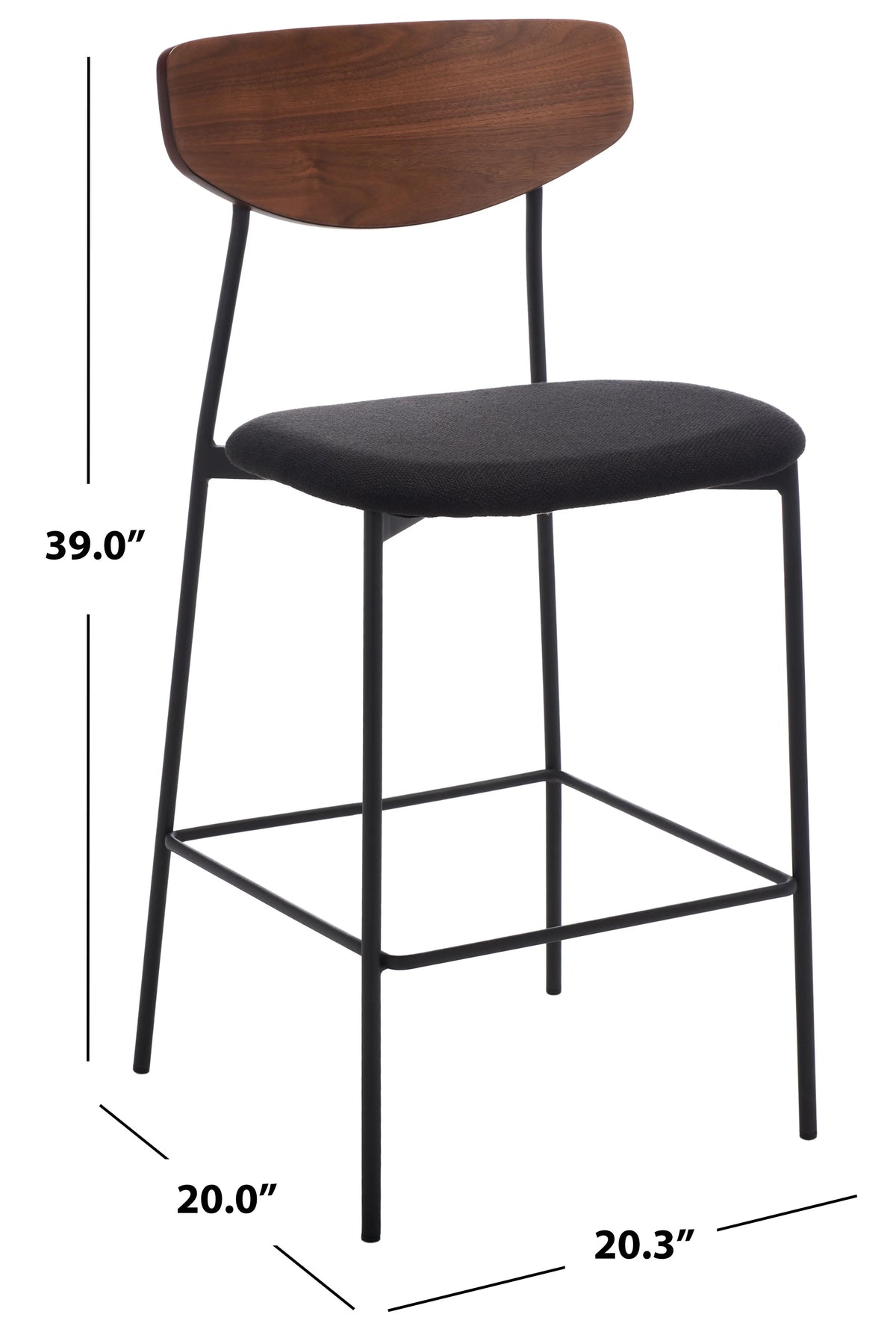 Walnut/Black Scandinavian Counter Stool I141