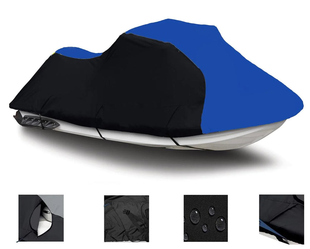 Black Blue Heavy-Duty 600 Denier Jet Ski PWC Cover 2 Seater B337