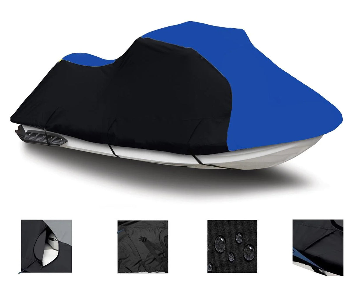 Black Blue Heavy-Duty 600 Denier Jet Ski PWC Cover 2 Seater B337