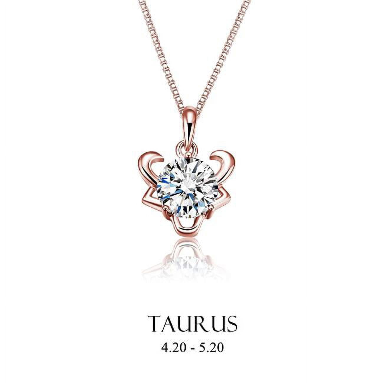 Rose Gold Cubic Zirconia Taurus Pendant Necklace R163353