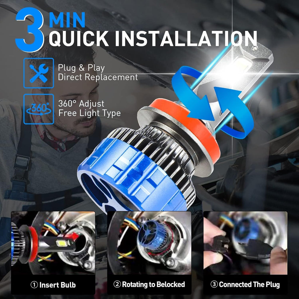 120W 22000LM 6500K Cool White LED Headlight Bulbs Conversion Kit, Pack of 2 W3228