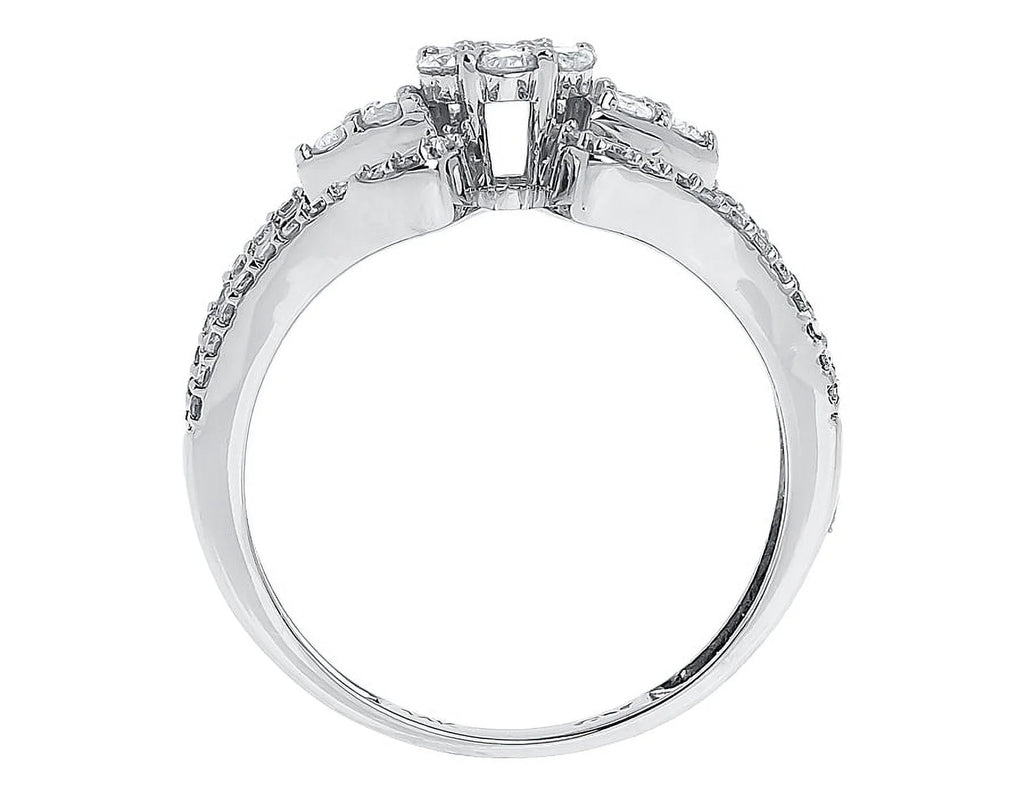 10k White Gold Diamond Cluster Engagement Ring U4959