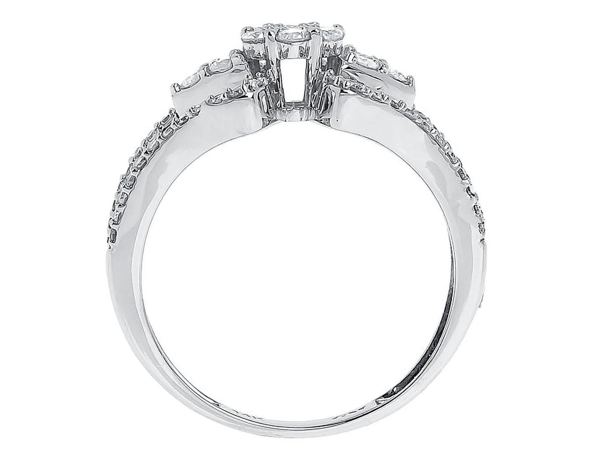 10k White Gold Diamond Cluster Engagement Ring U4959
