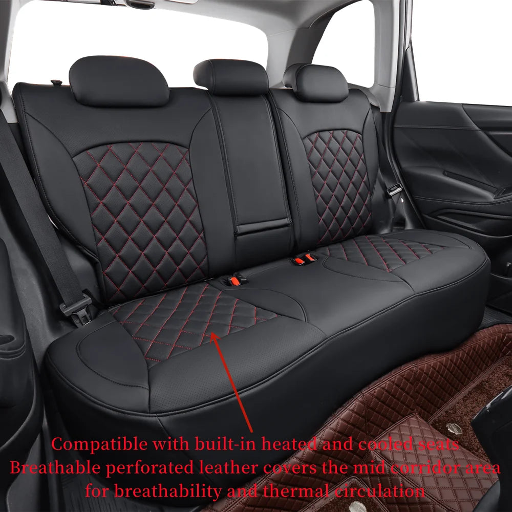 Black/Red Leatherette Full Set Car Seat Covers T93638