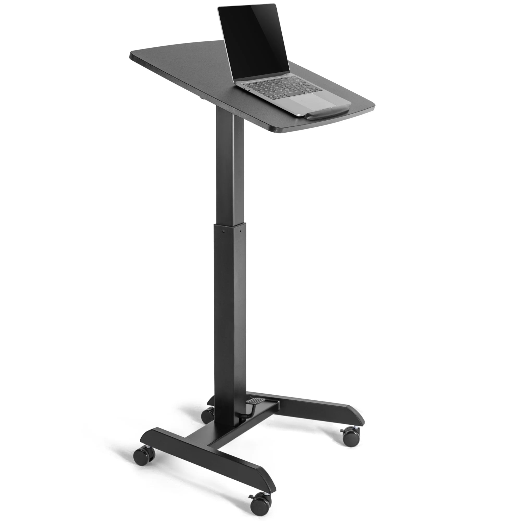 Black Mobile Podium with Pneumatic Height Adjustments K458544