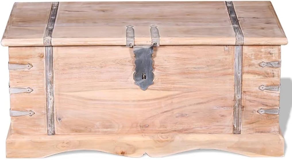 Rustic Brown Acacia Wood Storage Chest Set of 2 N5116
