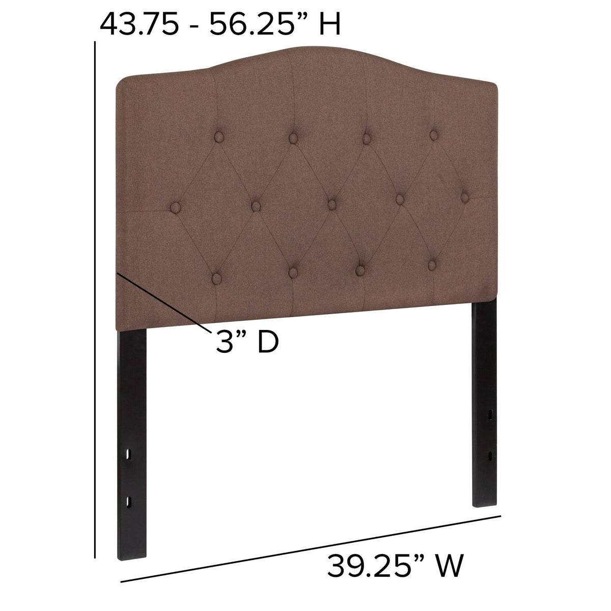 Tufted Upholstered Twin Size Headboard in Camel Fabric C360